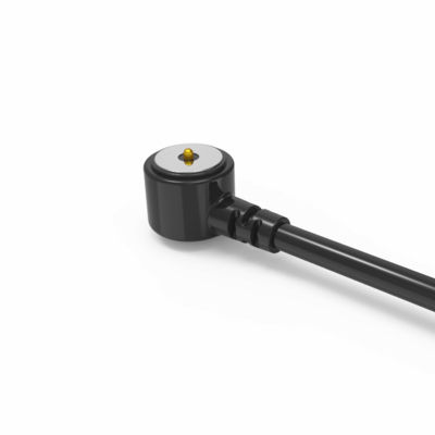 Black round male and female magnetic cable connector for asset strip