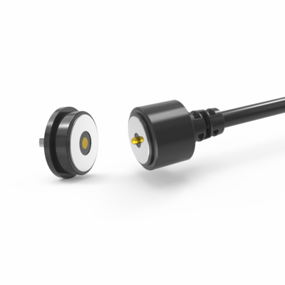 Round wmagnetic power cable connectors for guard tour patrol device