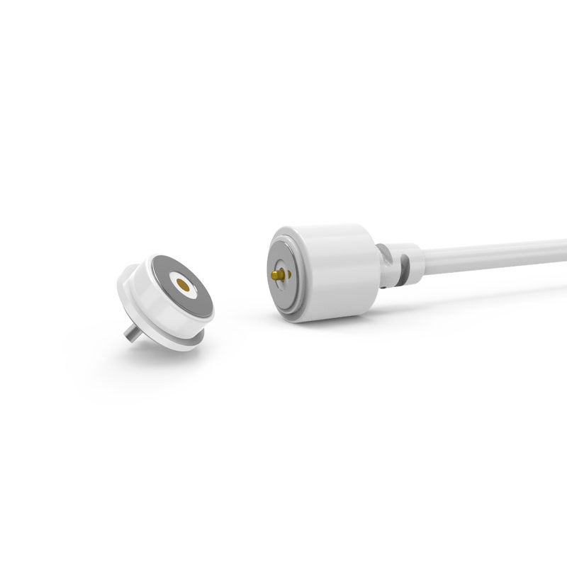 Circular Magnetic Cable Connector with White LCP Housing Dia.8.0mm Male ...